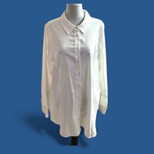 NWT Michel Studio Women’s White Dress Shirt Size 16 Cotton Spantex